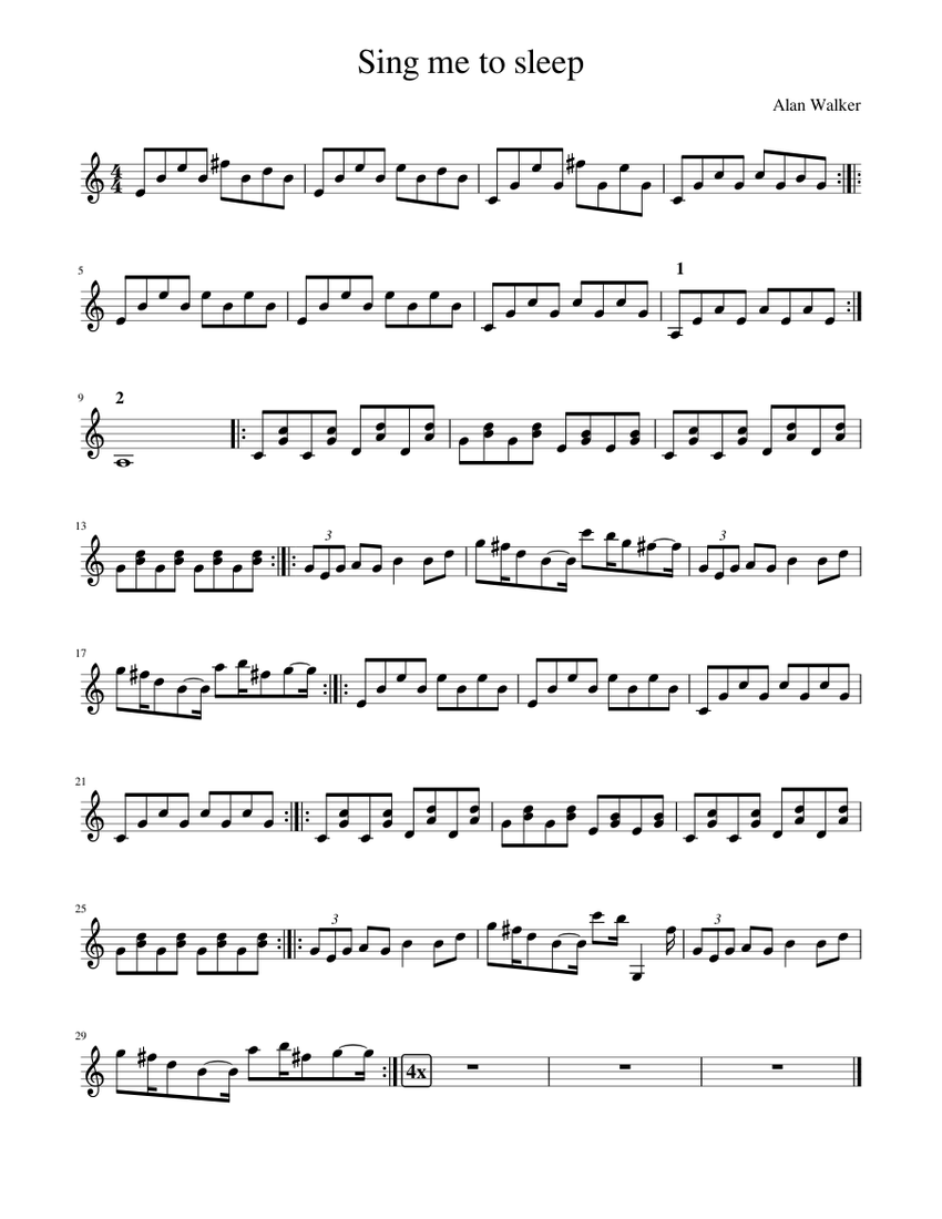 sing me to sleep (Alan Walker) Sheet music for Piano (Solo) | Musescore.com