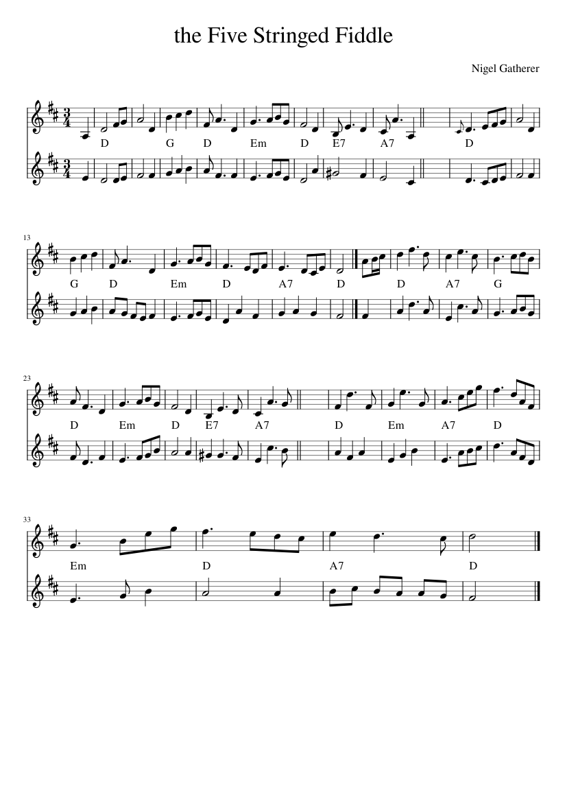 The Five Stringed Fiddle