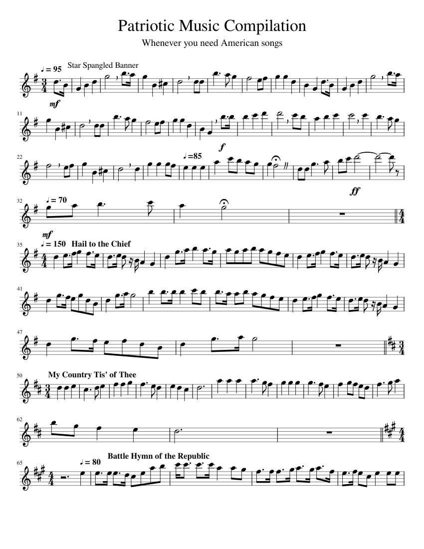 Patriotic Music Compilation for Alto Sax Sheet Music for Saxophone alto (Solo) | MuseScore.com