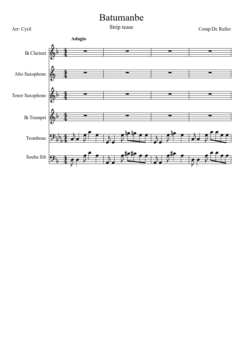 Batumanbe Sheet music for Trombone, Clarinet other, Trumpet other (Mixed  Trio) | Musescore.com