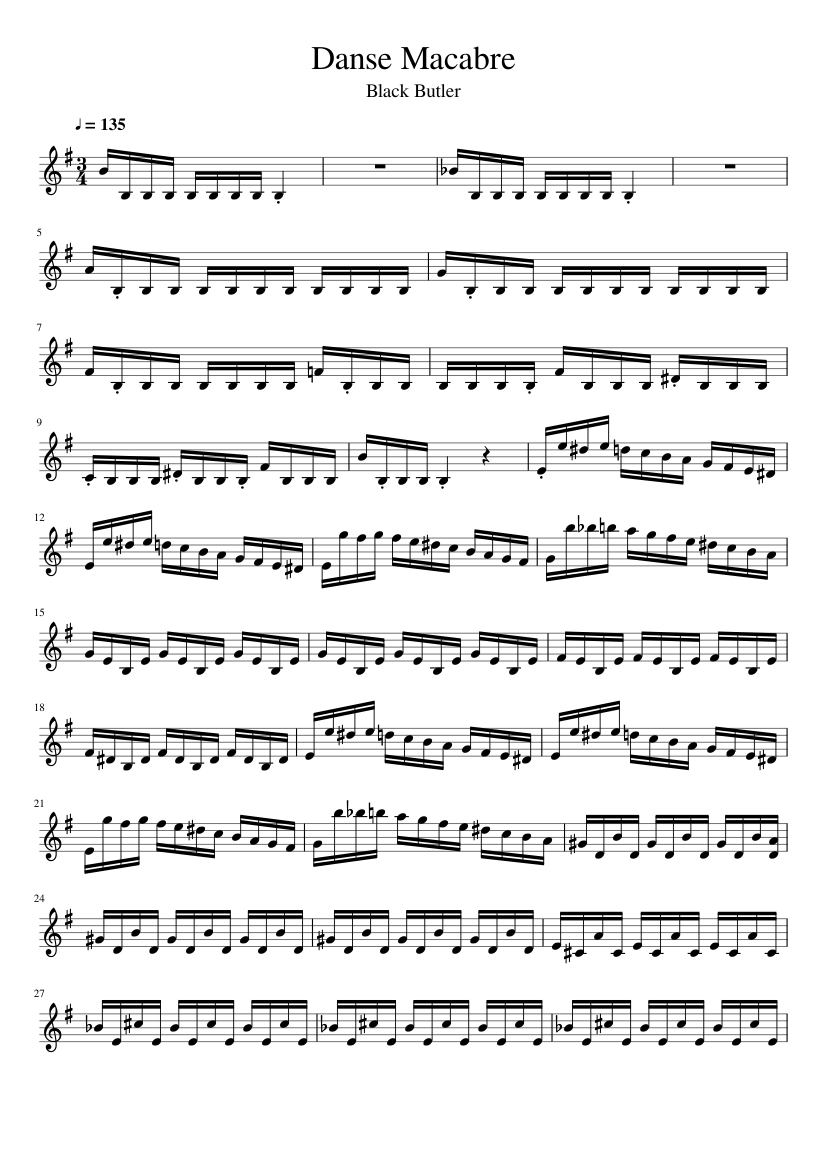 死の舞踏 - 黒執事 (バイオリン) 楽譜 バイオリン (ソロ) | MuseScore.com