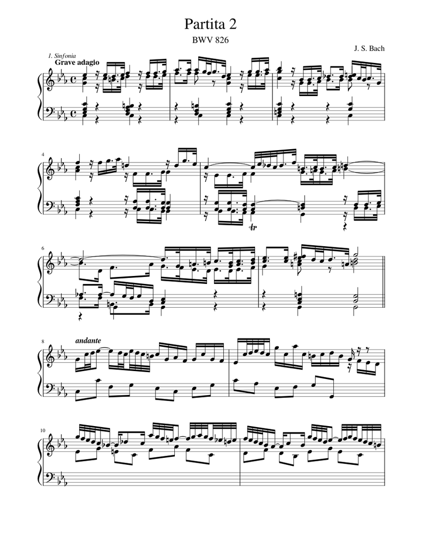 Partita 2 - J. S. Bach Sheet music for Piano (Solo) | Musescore.com
