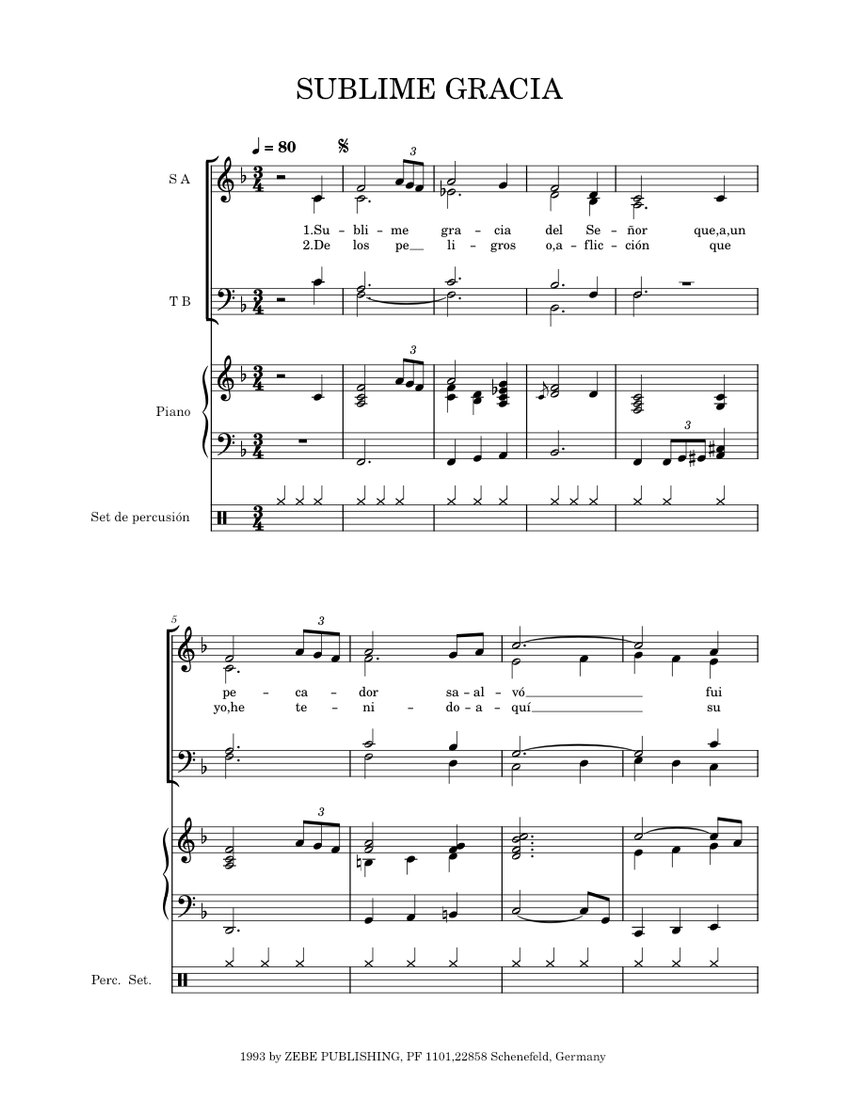 Sublime Gracia – Jeff Guillen Sheet music for Piano, Female, Male, Drum ...