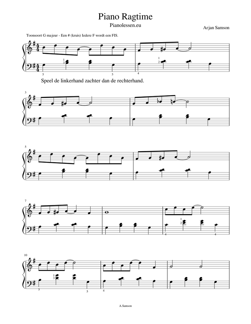 Piano Ragtime Sheet music for Piano (Solo) | Musescore.com
