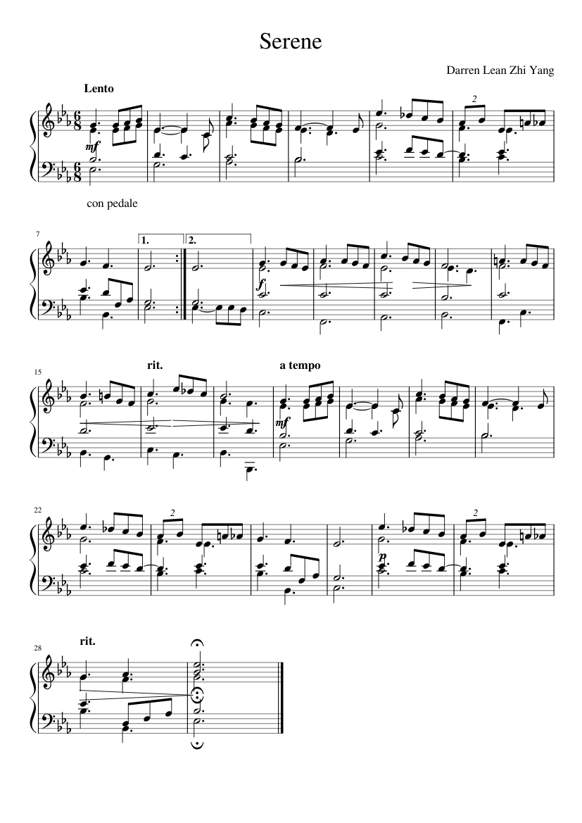 Serene Sheet music for Piano (Solo) | Musescore.com