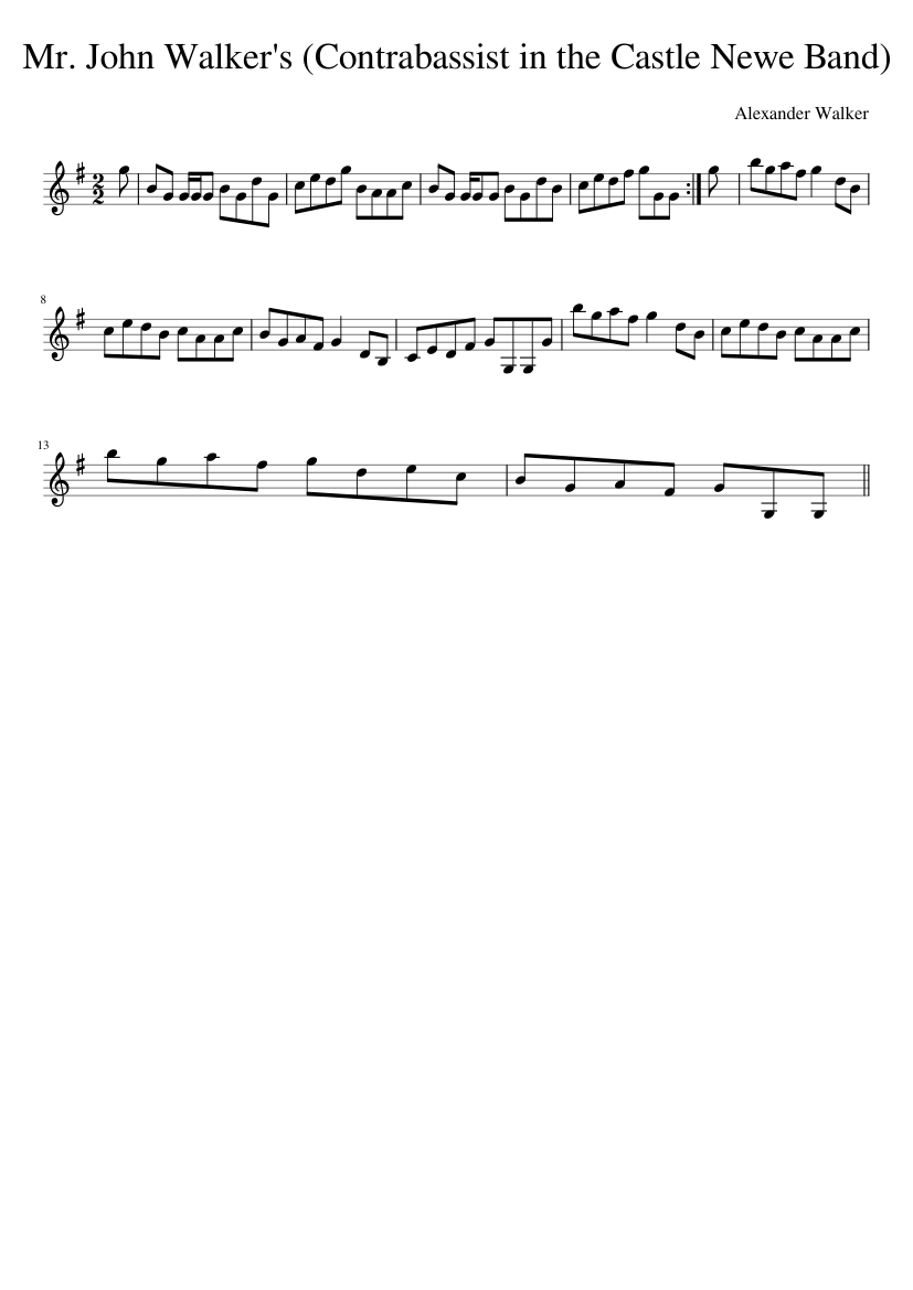 Mr. John Walker's (Contrabassist in the Castle Newe Band)