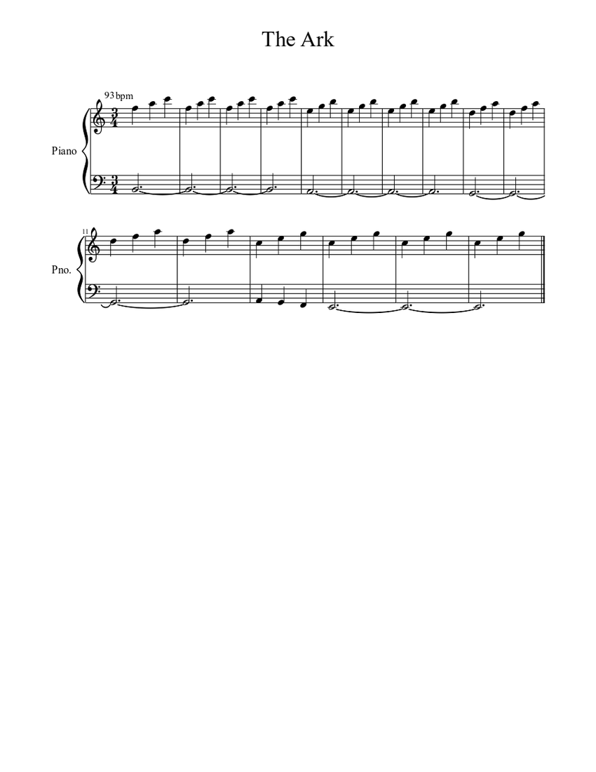 Note Ark Musikk The Ark Sheet music for Piano (Solo) | Musescore.com
