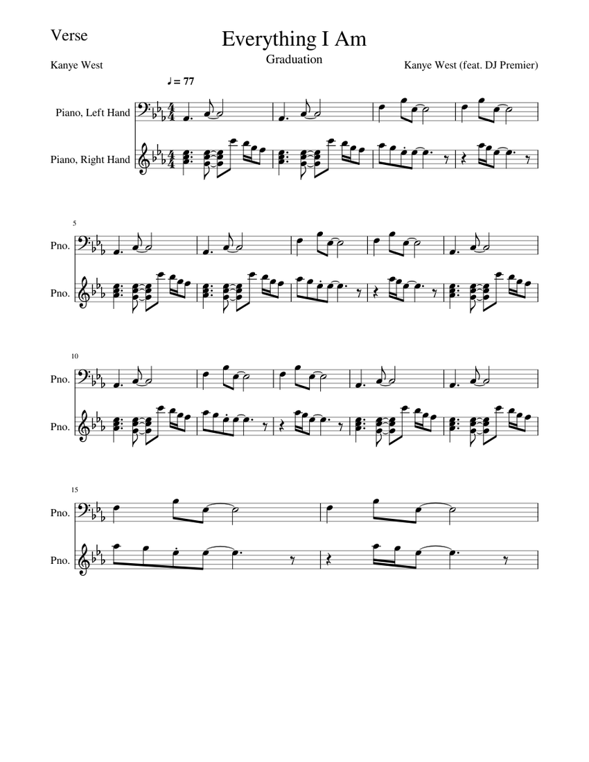 Kanye West - Everything I Am (Verse) Sheet music for Piano (Solo) |  Musescore.com