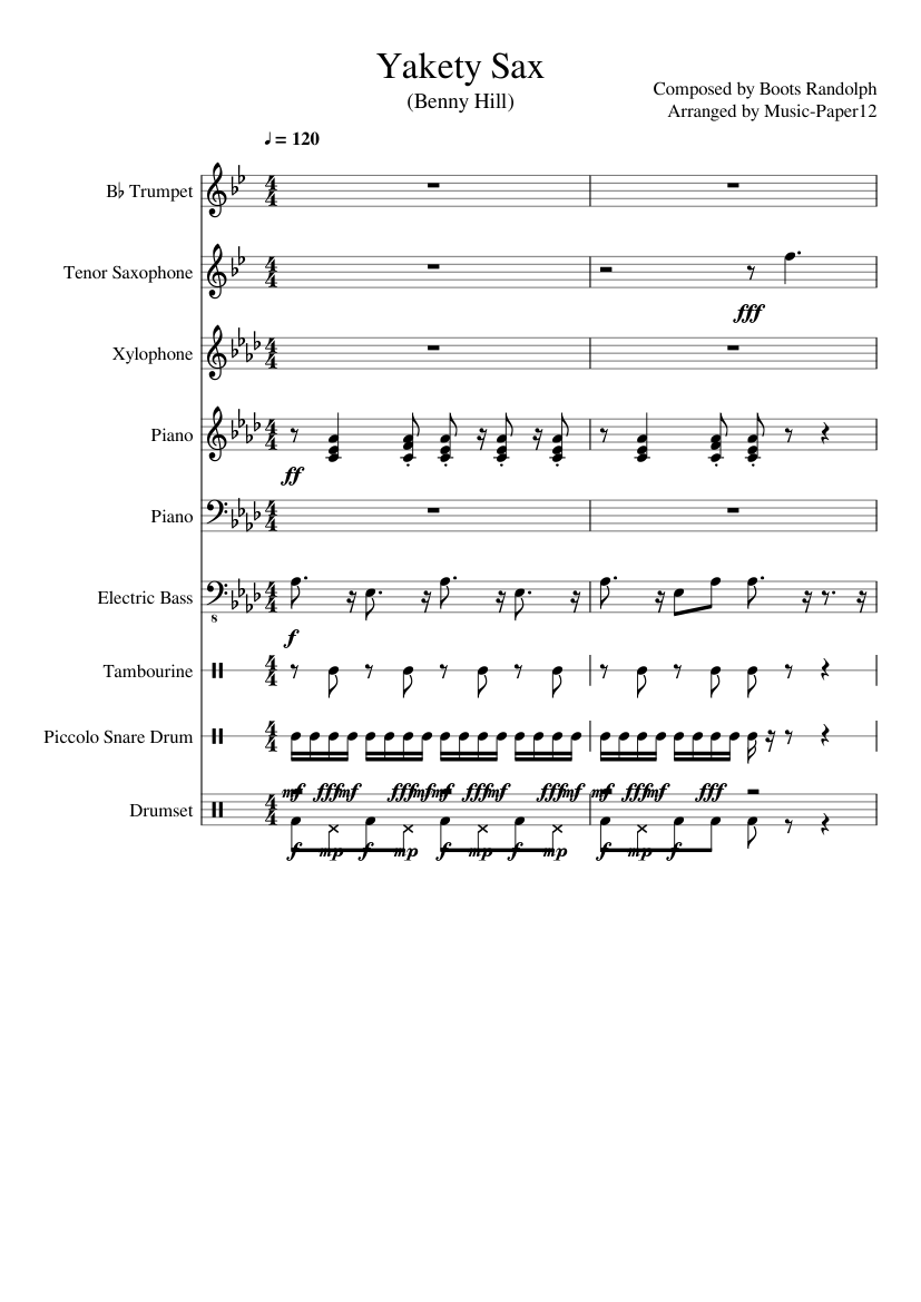 yakety-sax-benny-hill-theme-sheet-music-for-piano-tambourine