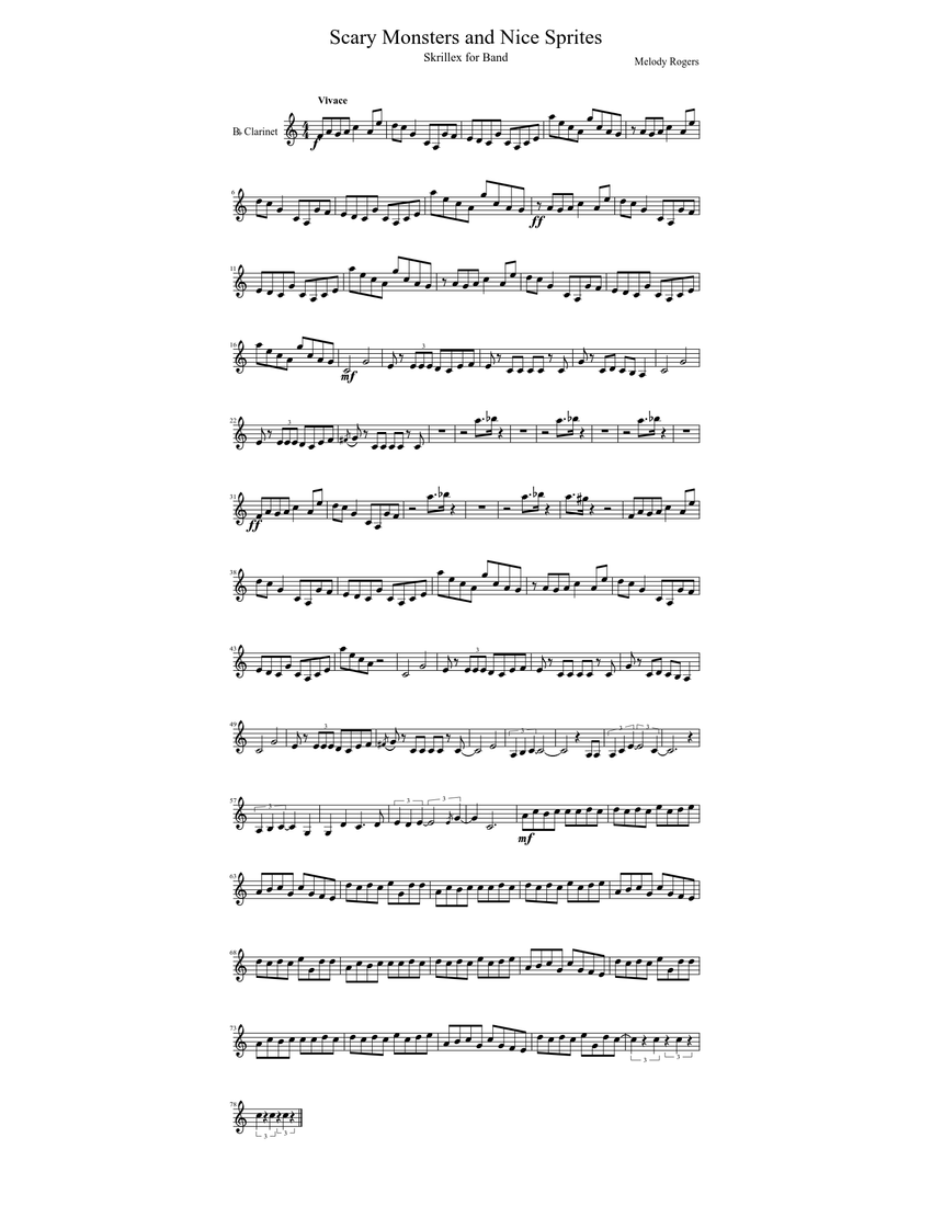 Scary Monsters And Nice Sprites Clarinet Sheet Music For Clarinet Solo Musescore Com