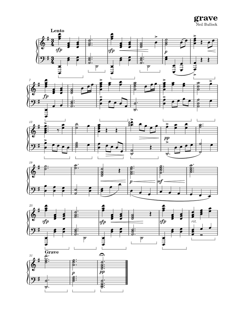 grave Sheet music for Piano (Solo) Easy
