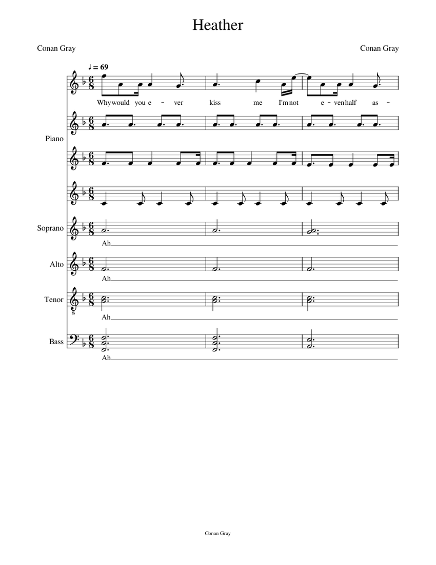 Heather - Conan Gray Sheet music for Piano, Soprano, Alto, Tenor & more ...