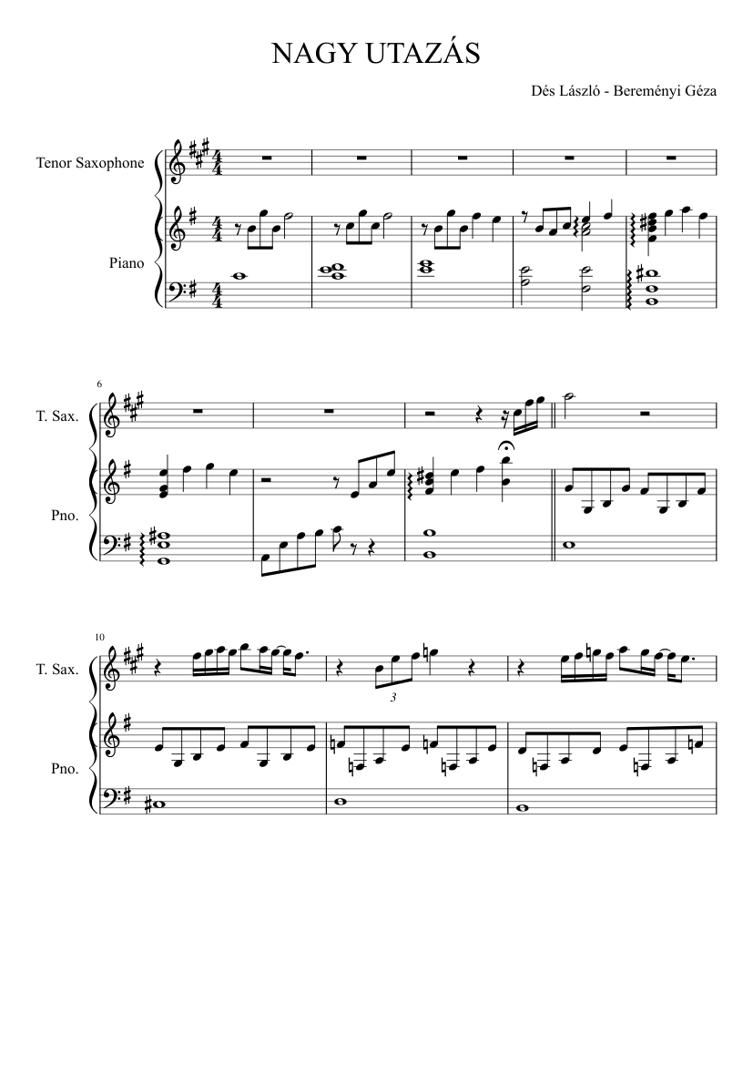 Nagy utazás Sheet music for Piano (Solo) | Musescore.com