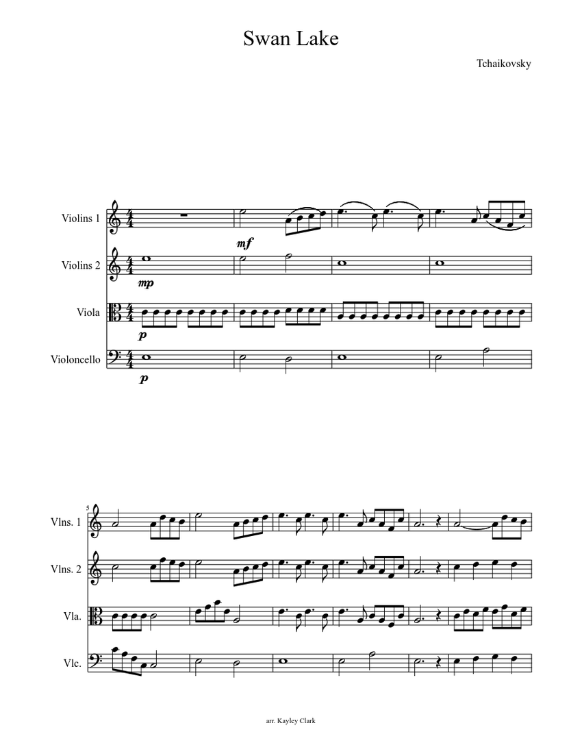 Swan Lake Sheet music for Viola (Solo) | Musescore.com