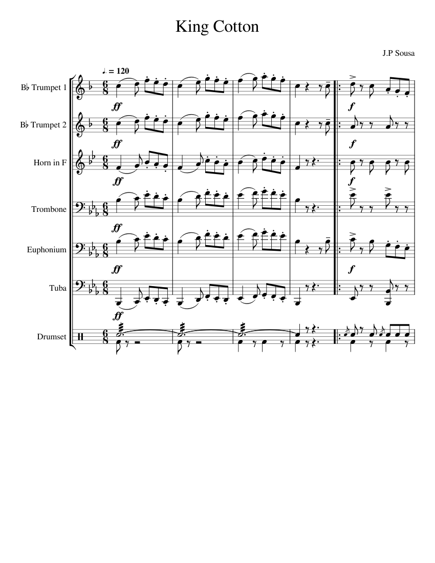 King Cotton Sheet music for Trombone, Euphonium, Tuba, Trumpet in b