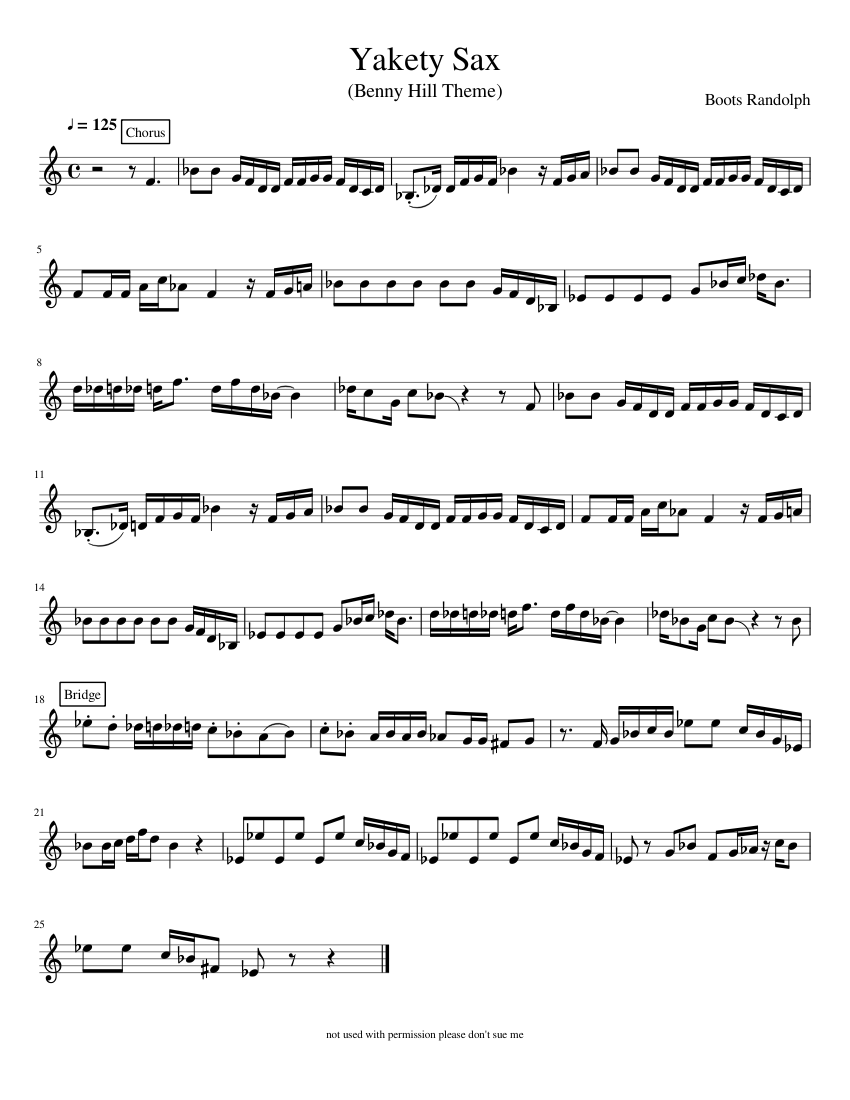 Yakety Sax (Benny Hill Theme) Sheet music for Trumpet in b-flat (Solo) |  Musescore.com