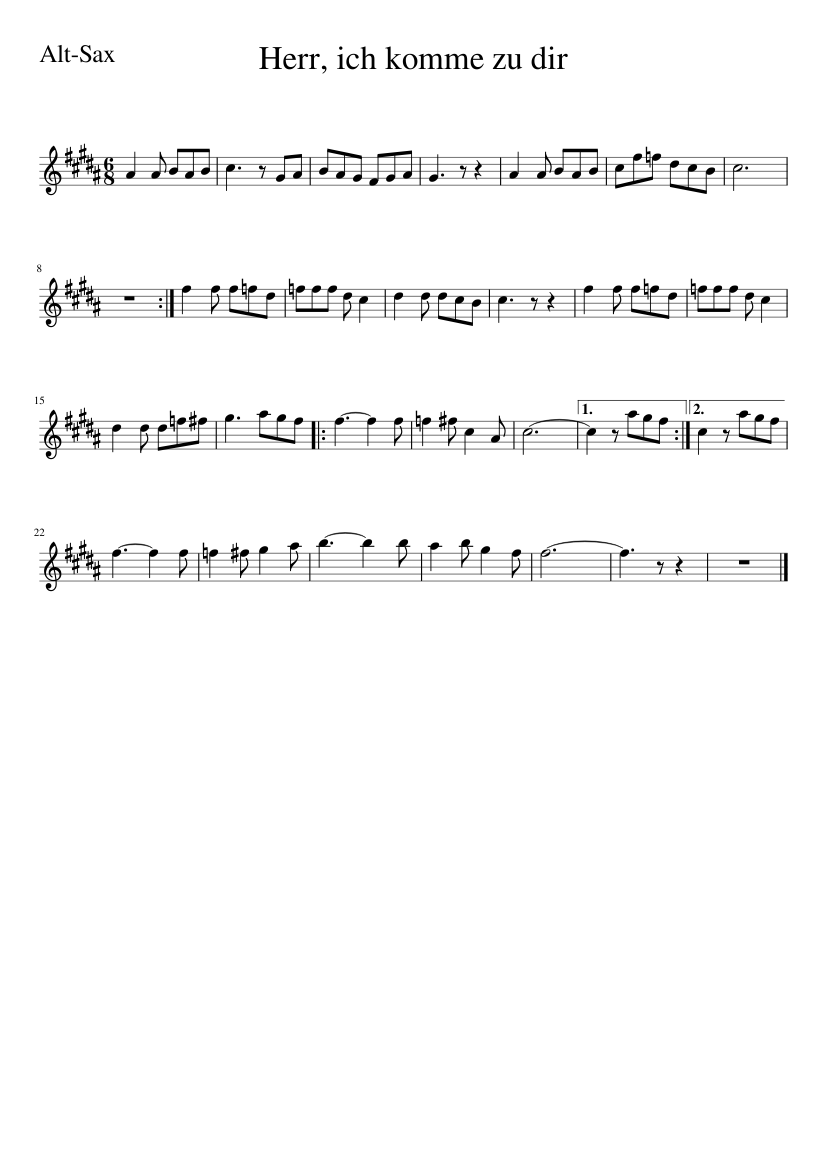Herr, ich komme zu dir Sheet music for Piano (Solo) | Download and print in  PDF or MIDI free sheet music (thrash metal ) | Musescore.com