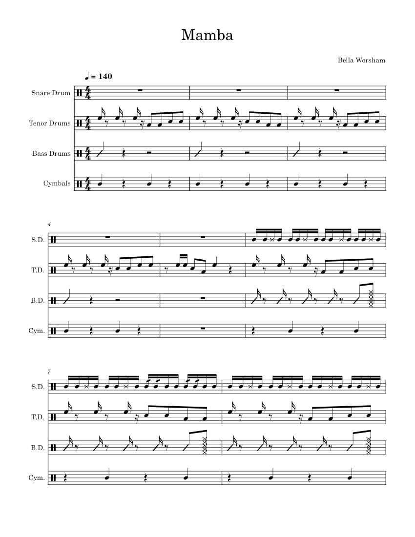 Mamba 2.0 Sheet music for Tuba, Synthesizer, Trumpet other (Pep Band ...