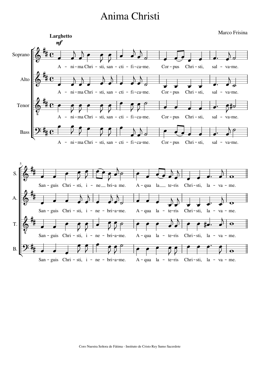 Anima Christi - Frisina Sheet music for Soprano, Alto, Tenor, Bass ...