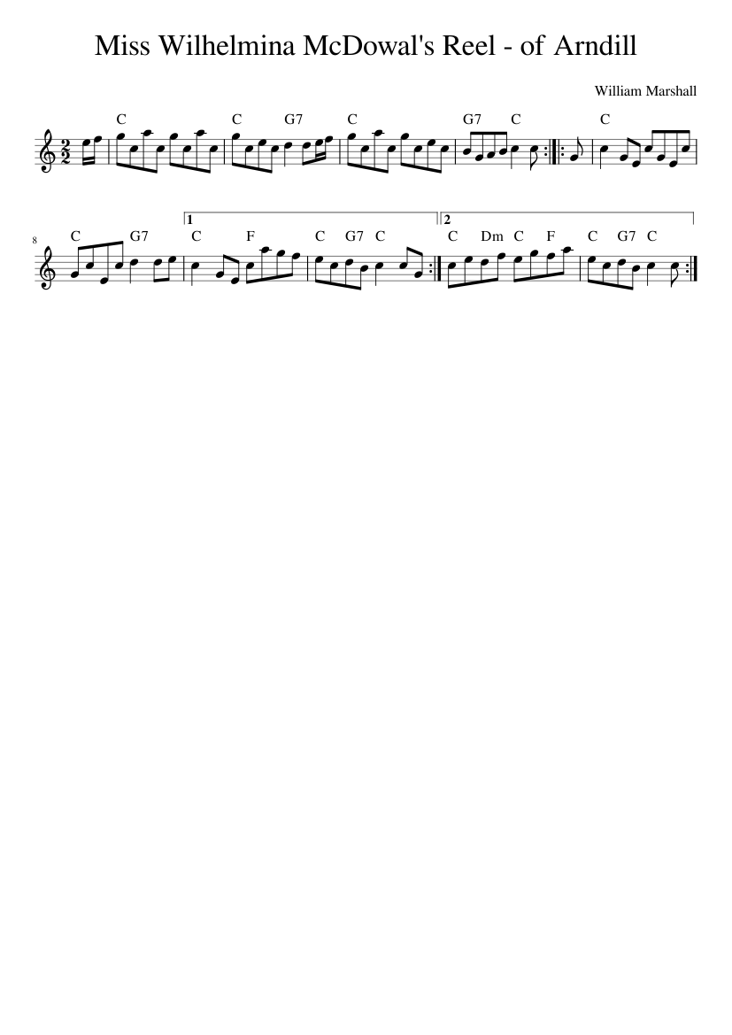 Miss Wilhelmina McDowal's Reel - of Arndill