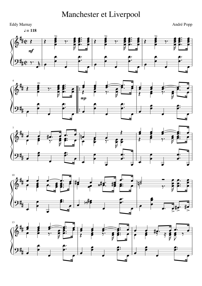 Manchester Et Liverpool Sheet Music For Piano (Solo) | Musescore.Com