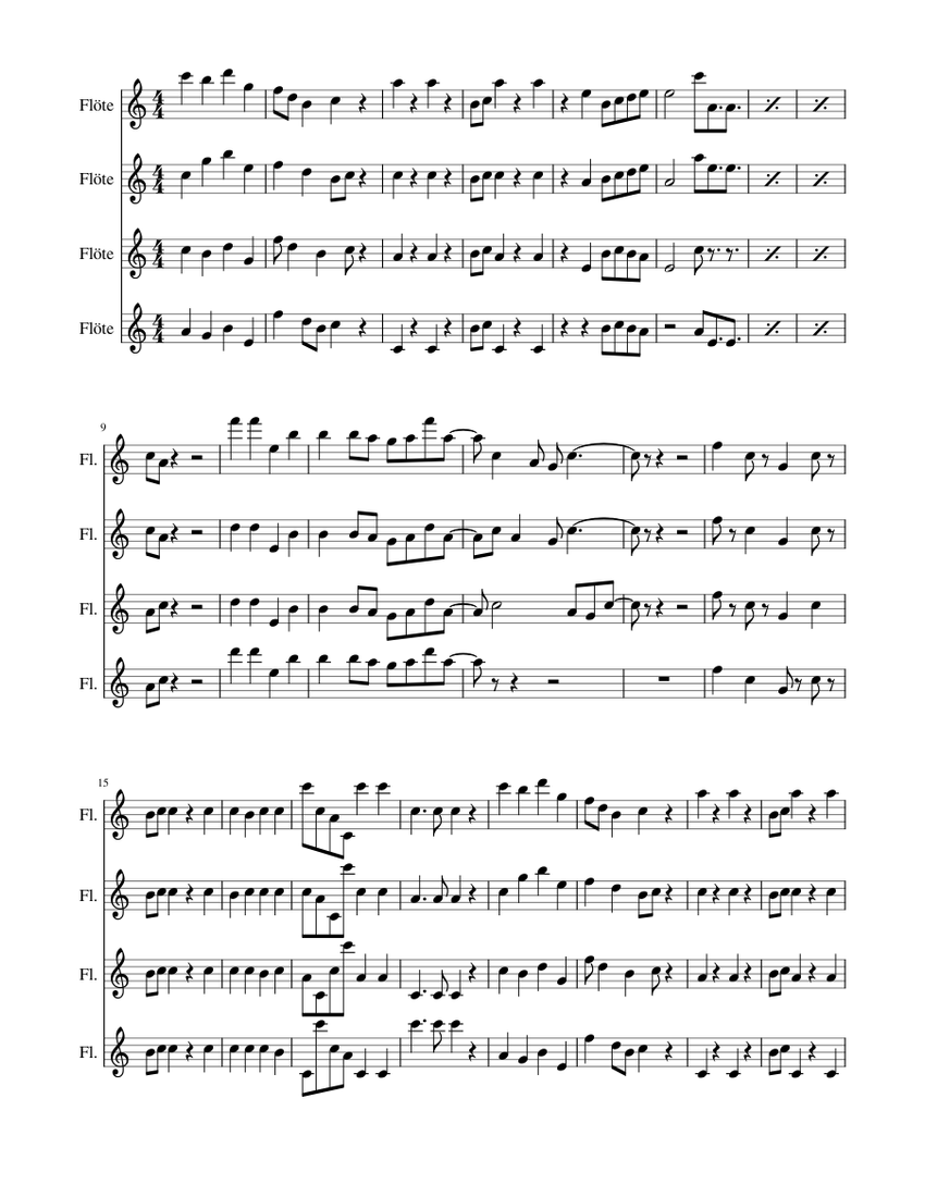 Modern Flutes Sheet music for Flute (Woodwind Quartet)