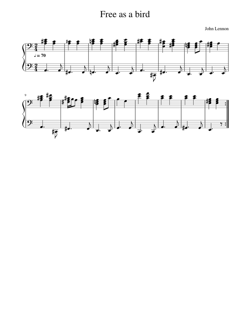 Free as a bird Sheet music for Piano (Solo) | Musescore.com