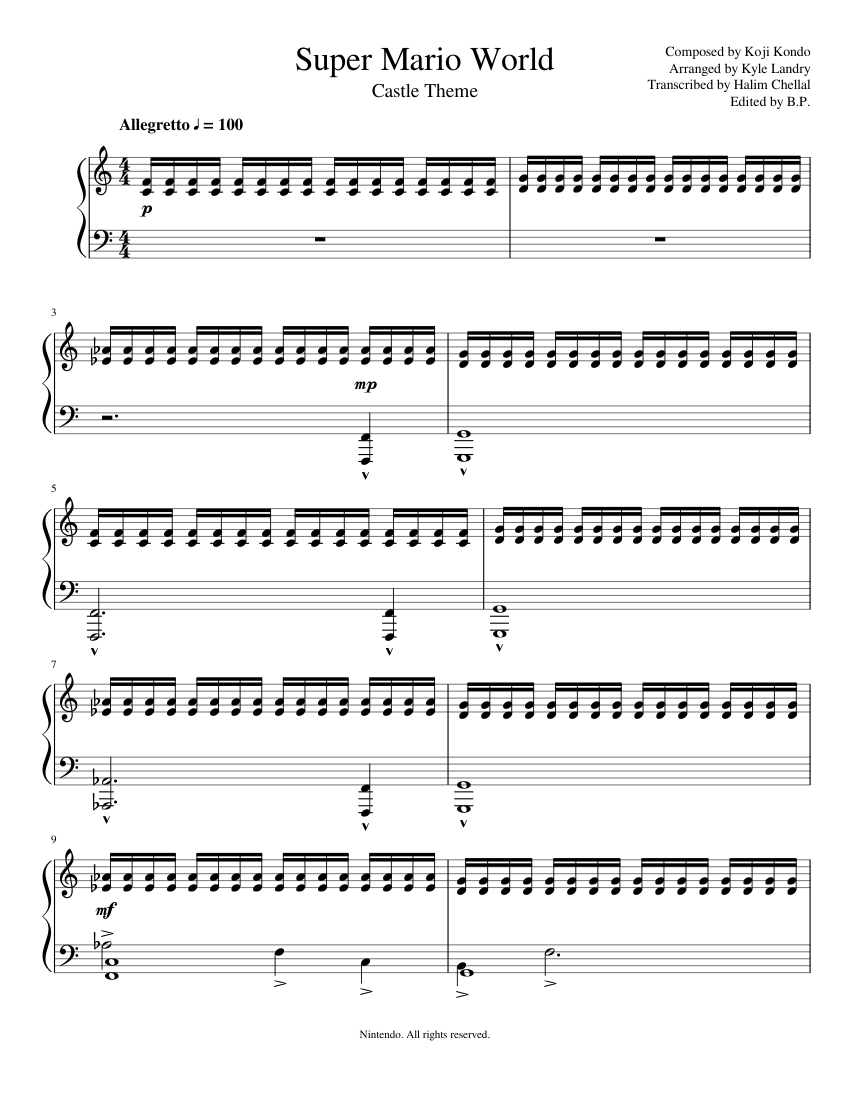 Super Mario World Castle Theme (Kyle Landry) Sheet music for Piano ...