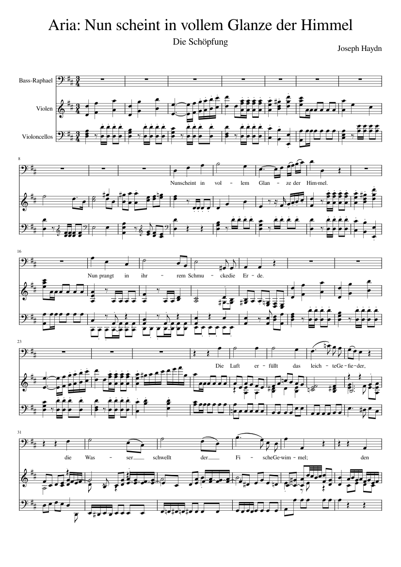 Nun scheint in vollem Glanze der Himmel -Haydn 楽譜 弦楽器グループ