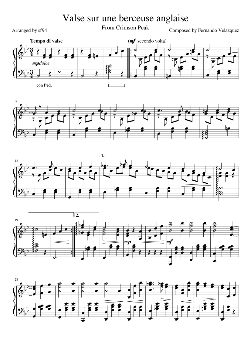 Valse sur une berceuse anglaise from "Crimson Peak" Sheet music for Piano  (Solo) | Musescore.com