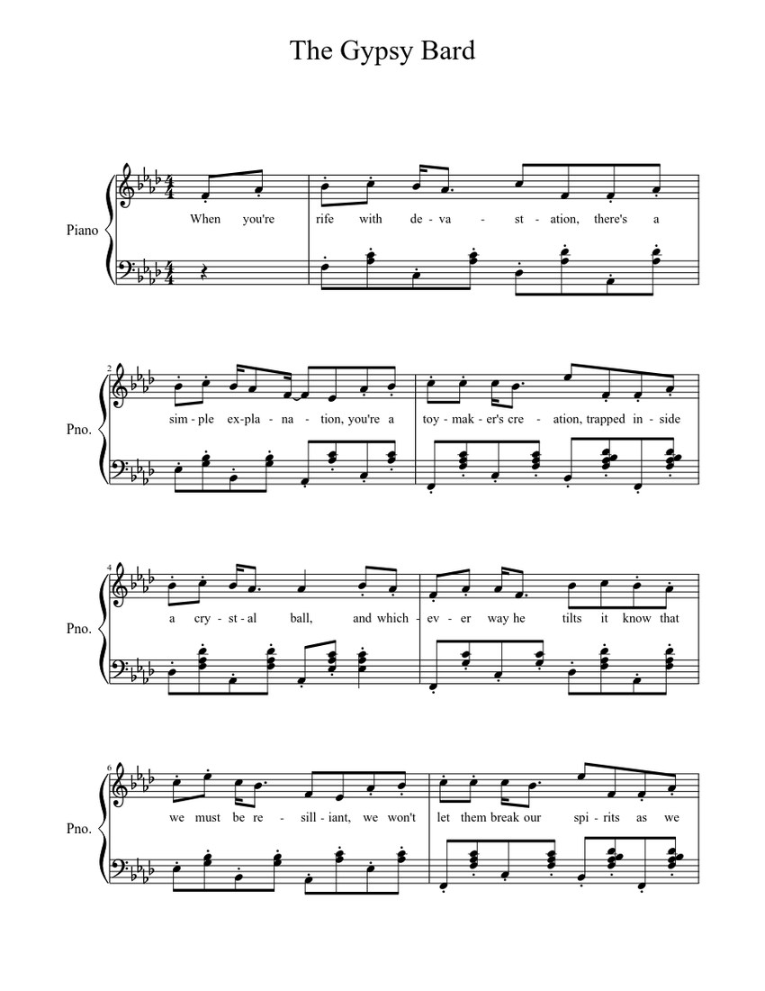 Friendship Is Witchcraft The Gypsy Bard Sheet Music For Piano Solo Musescore Com Pinkie pie s song pinkie s brew friendship is witchcraft episode 4. the gypsy bard sheet music for piano