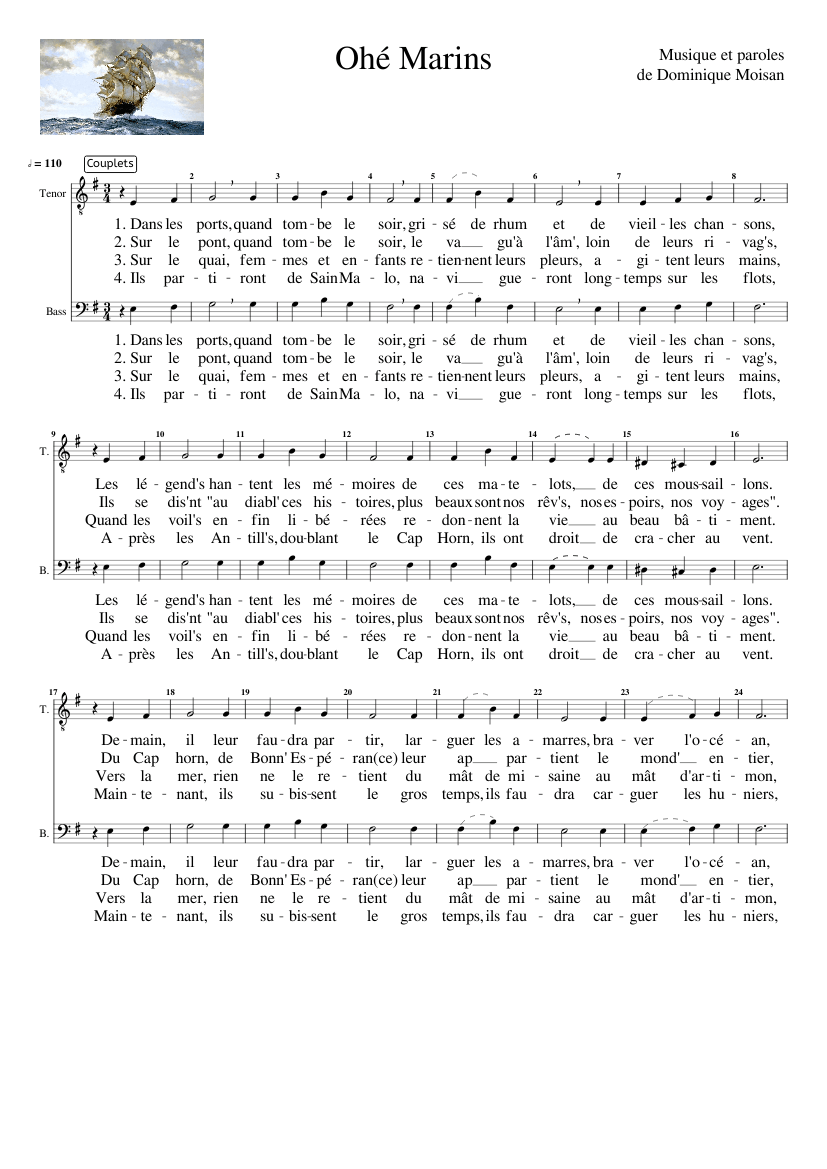 Ohé Marins (2 voix MuseScore)