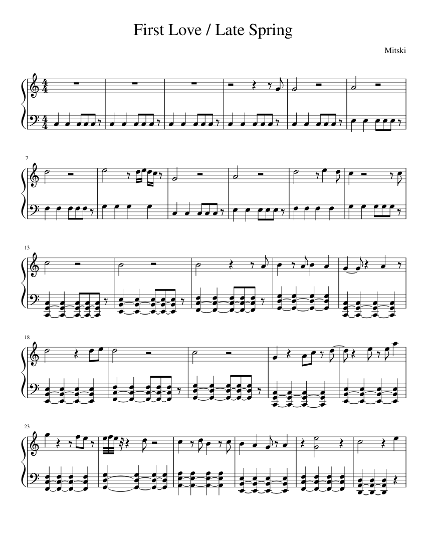 First Love Late Spring Sheet Music For Piano Solo Musescore Com