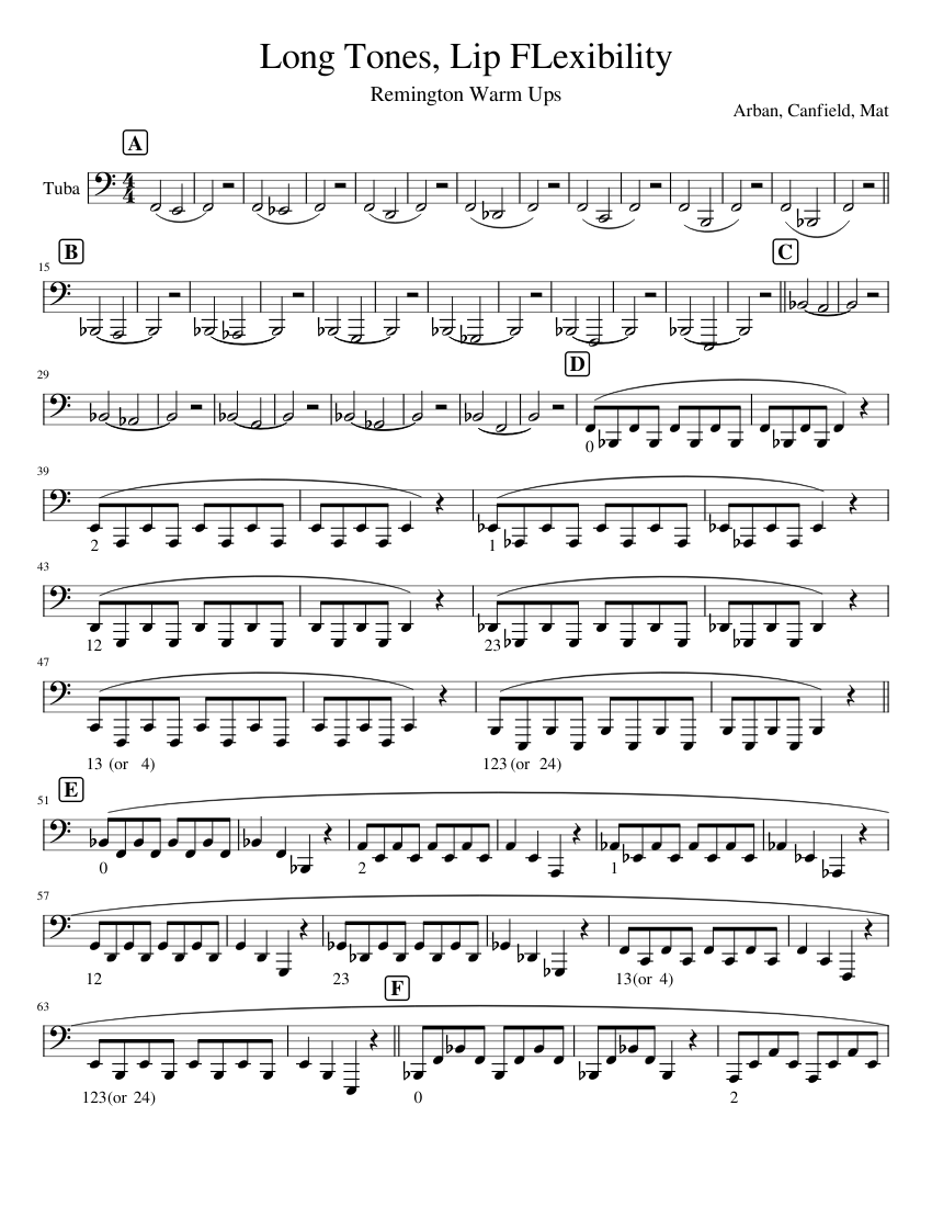 Long Tones, Lip FLexibility Sheet music for Trombone, Tuba (Brass Duet