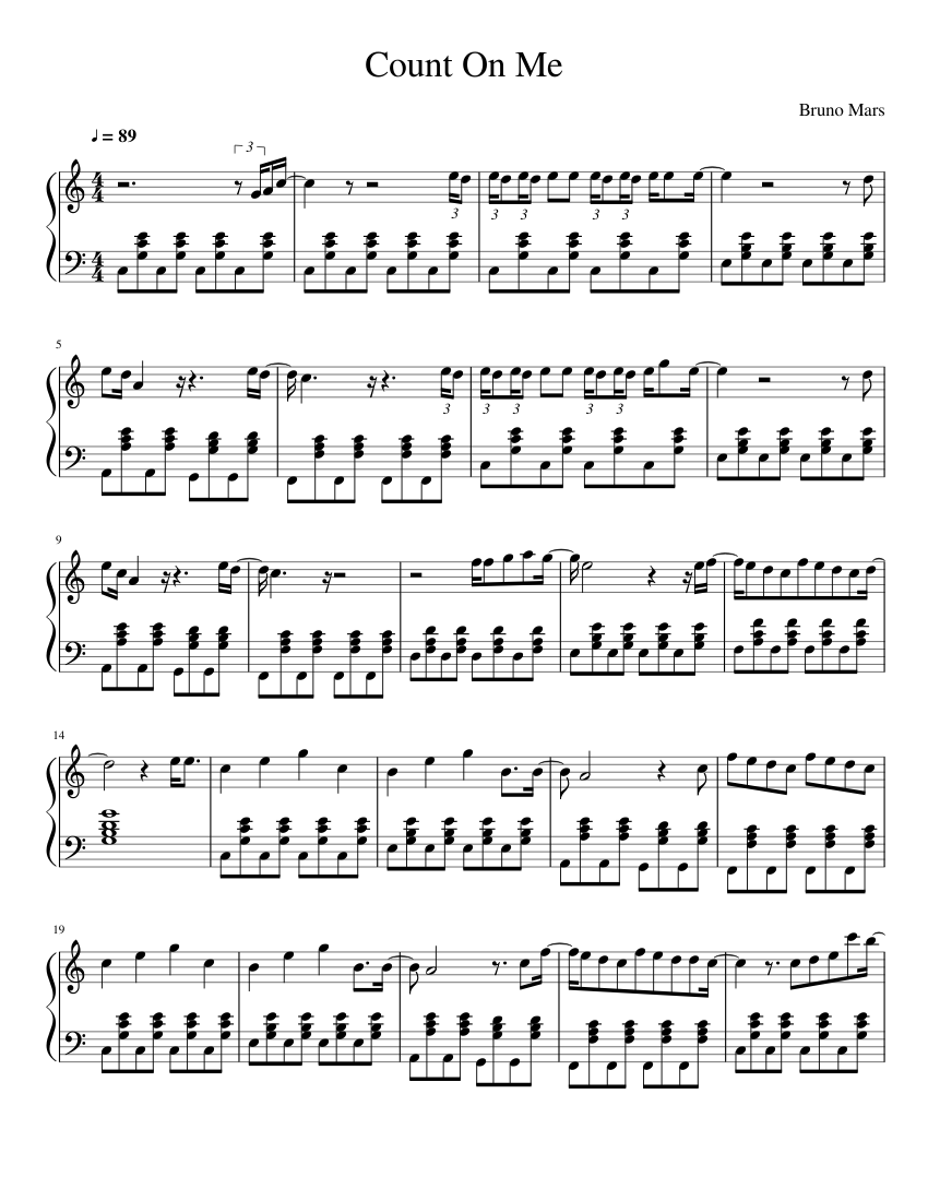 Count On Me Sheet Music For Piano Solo Musescore Com