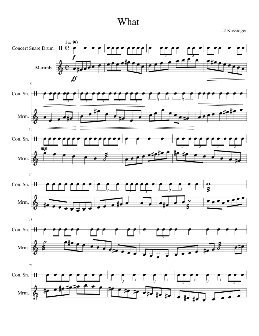 What Sheet Music For Snare Drum Marimba Percussion Duet Download 