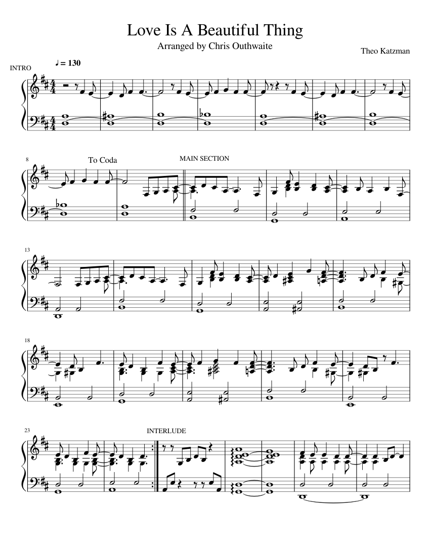 Love Is A Beautiful Thing Sheet music for Piano (Solo) Easy | Musescore.com