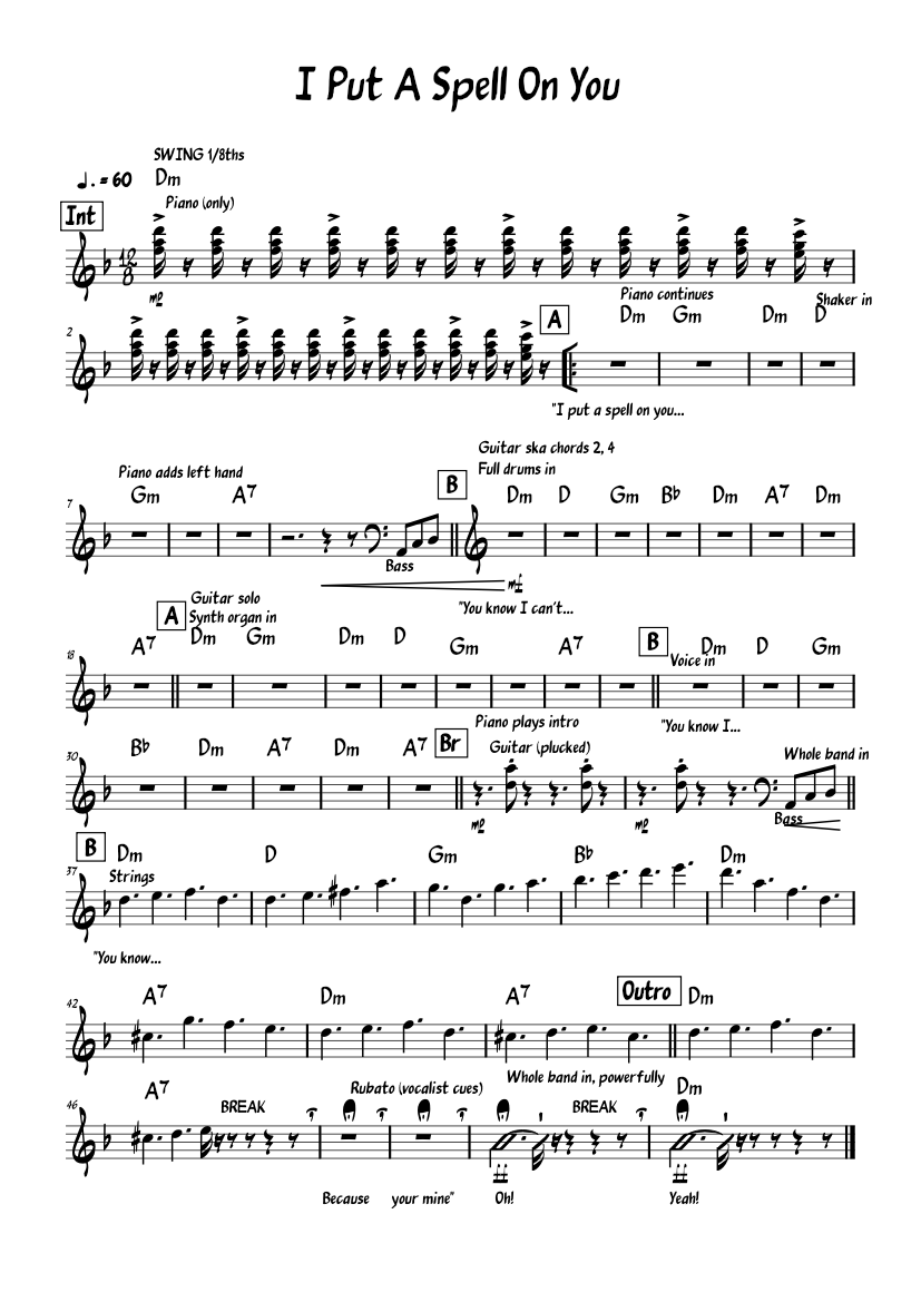 I put a spell on you – Annie Lennox I Put A Spell On You Sheet music for  Piano (Solo) | Musescore.com