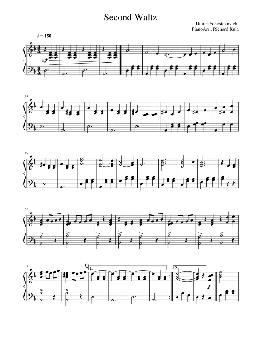 2nd Waltz Sheet music for Piano (Solo) | Musescore.com