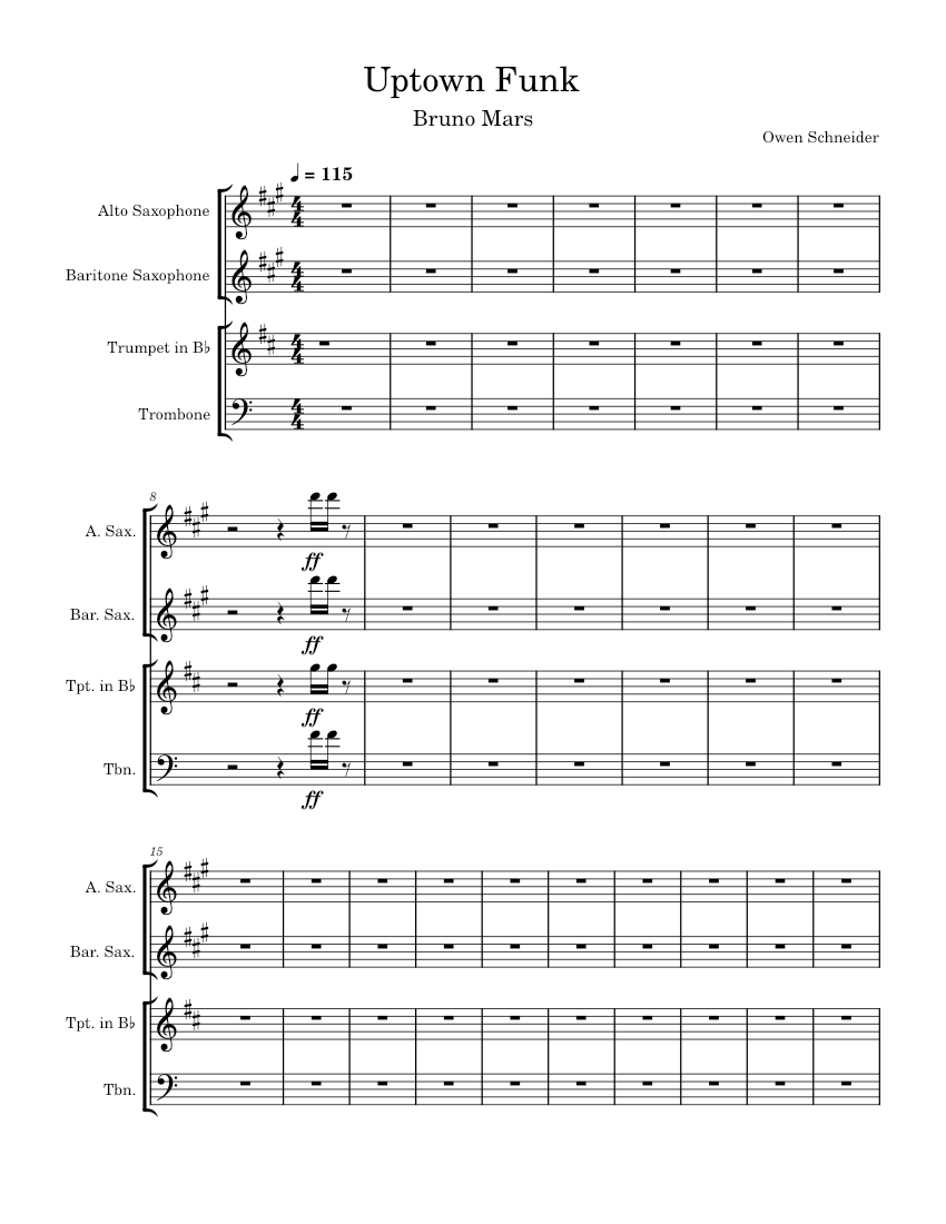 Uptown Funk (feat. Bruno Mars) – Mark Ronson Sheet music for Trombone ...