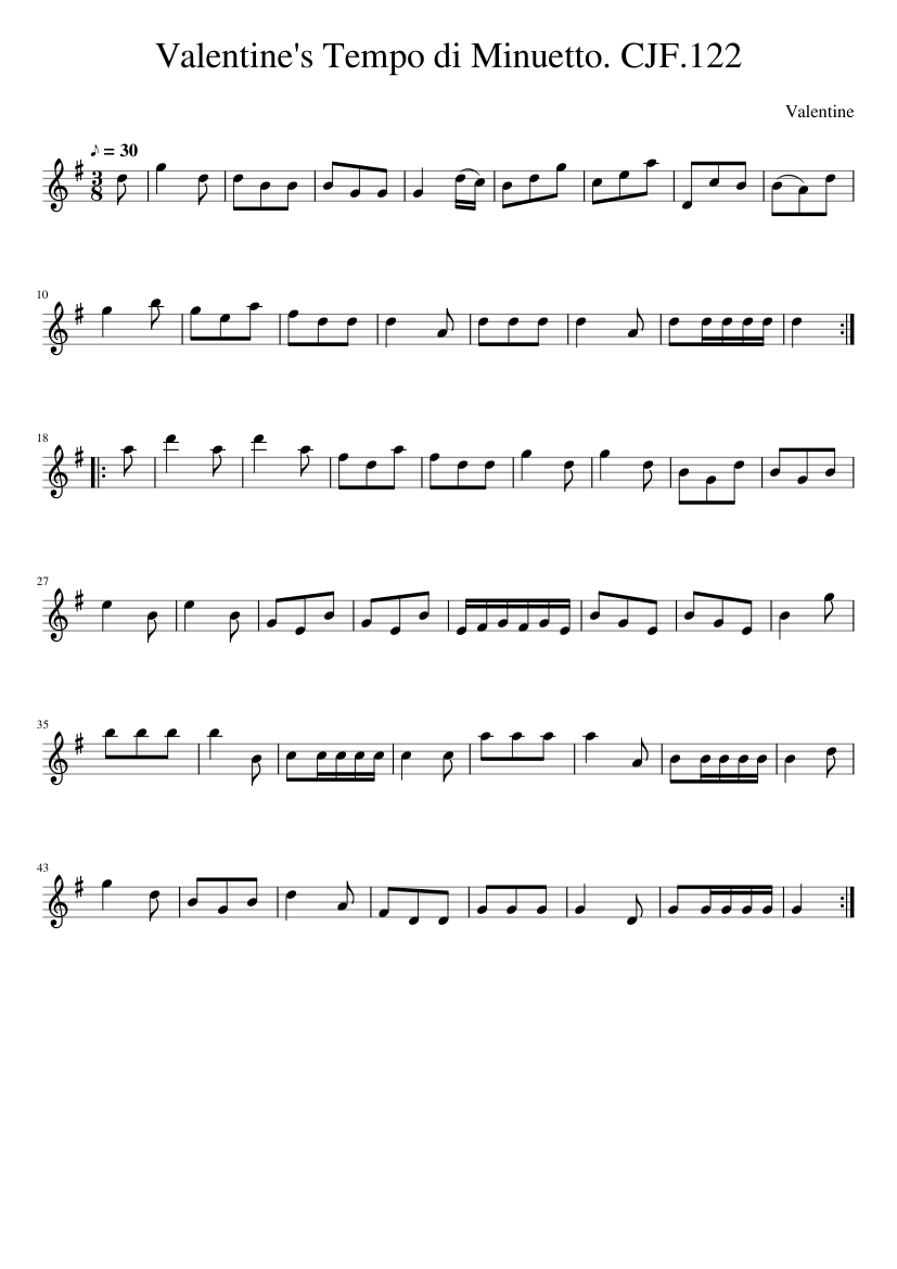 Valentine's Tempo di Minuetto. CJF.122