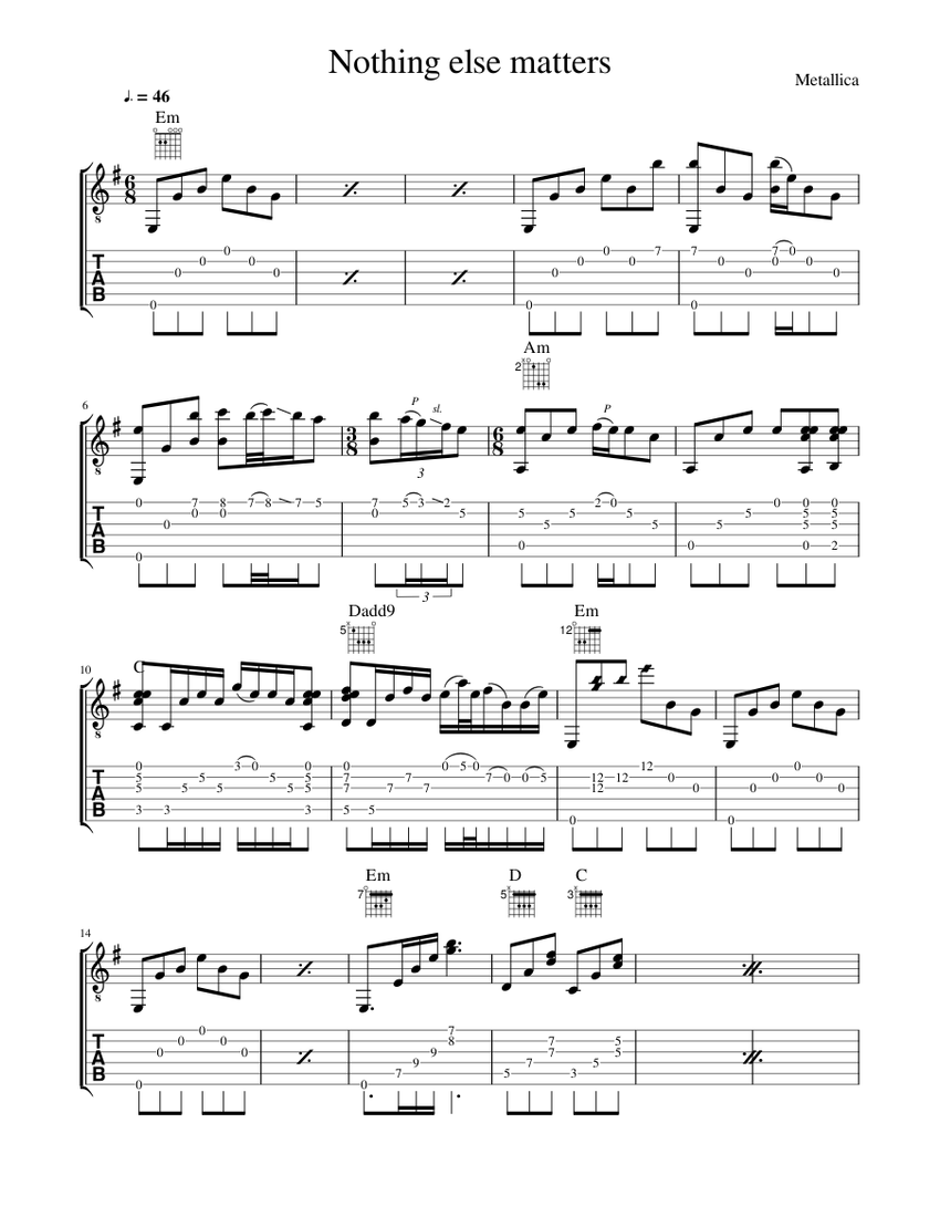 Nothing else matters Sheet music for Guitar (Solo)