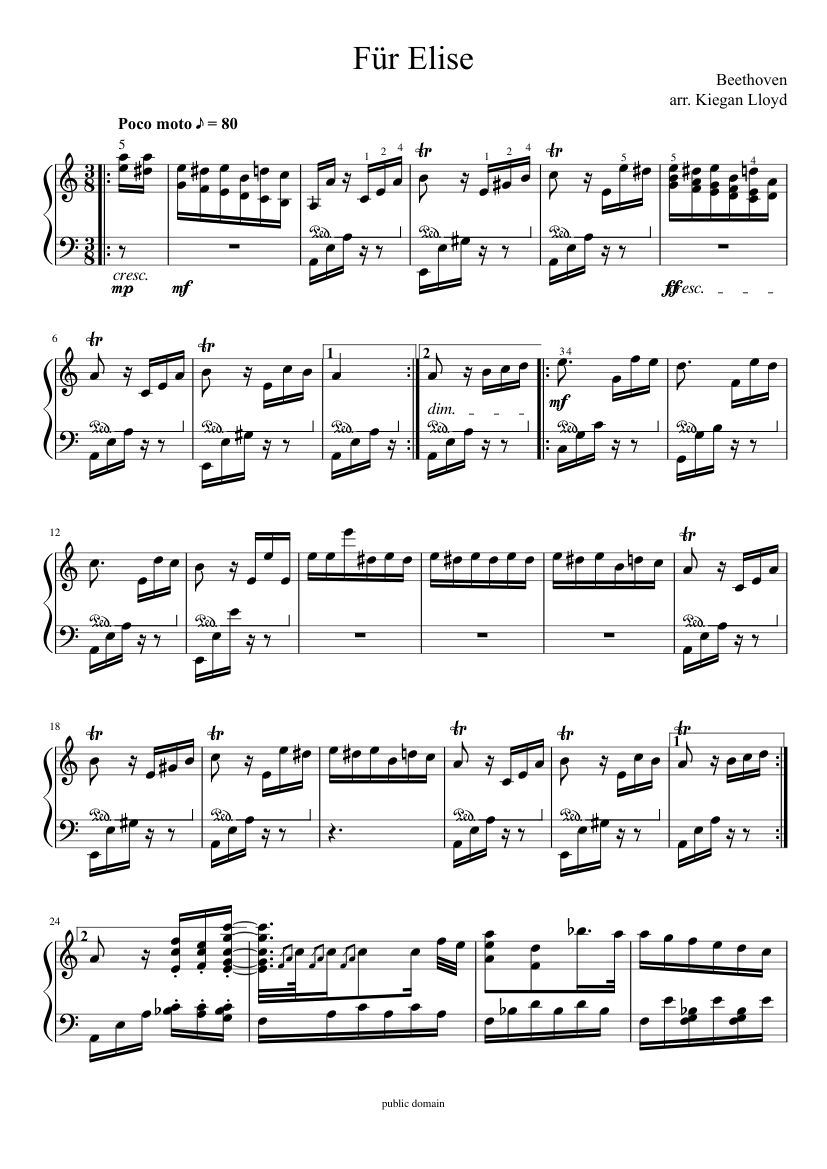 Fur Elise Sheet music for Piano (Solo) | Musescore.com