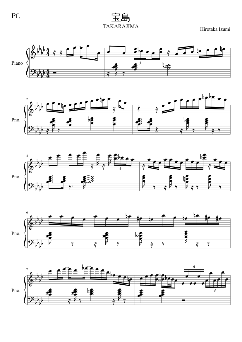 宝島 [TAKARAJIMA] ピアノソロ 楽譜 ピアノ (ソロ) | MuseScore.com