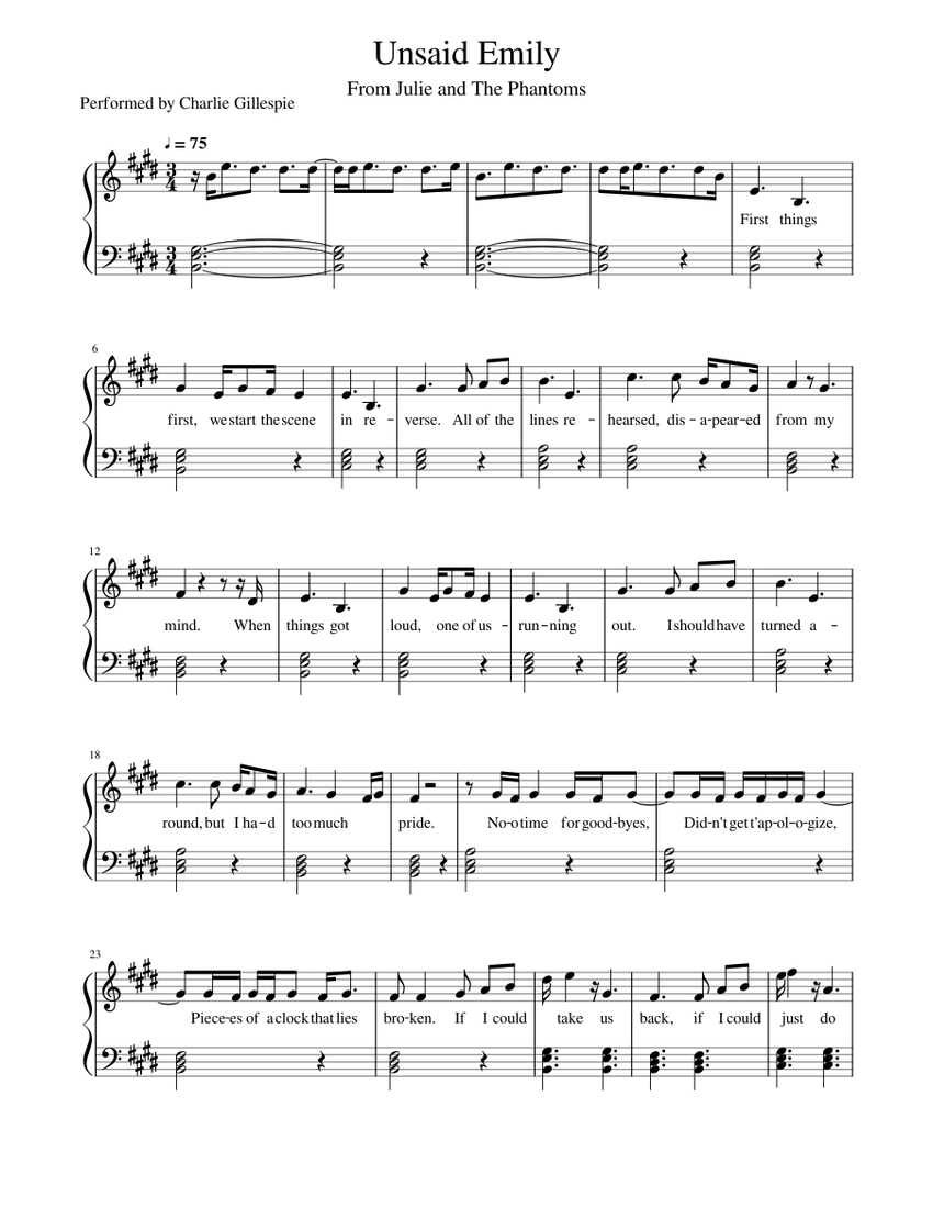 Unsaid Emily Sheet music for Piano (Solo) | Musescore.com