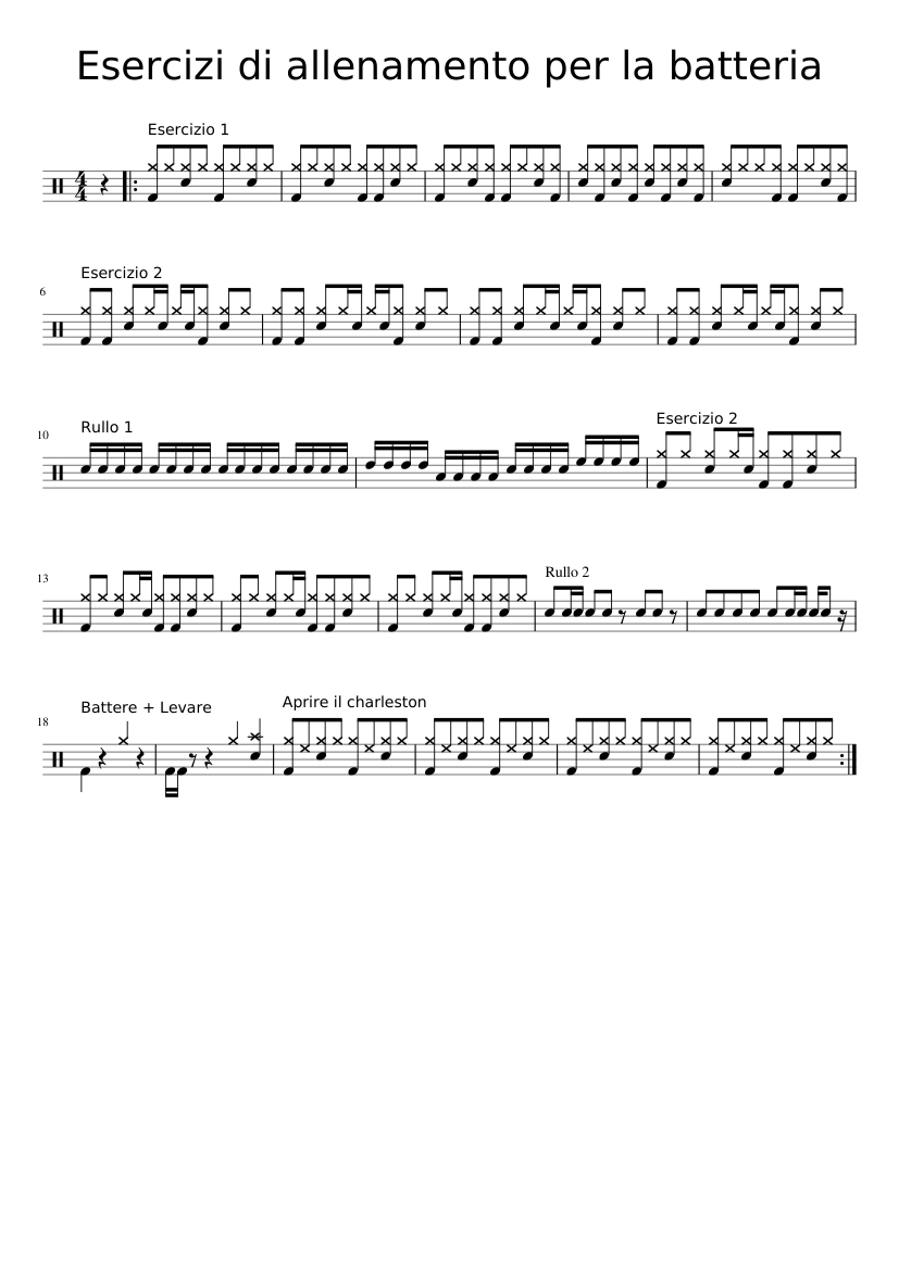 Esercizi di allenamento per la batteria Sheet music for Drum Group (Solo) |  Download and print in PDF or MIDI free sheet music | Musescore.com
