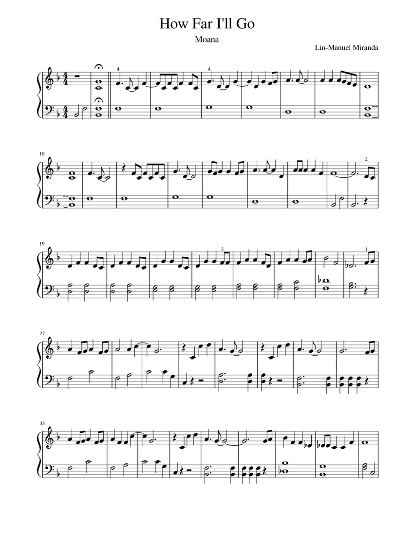 How Far I'll Go Sheet music for Piano (Solo) | Musescore.com