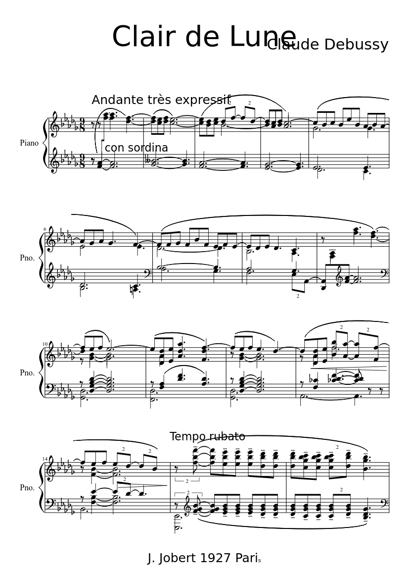Clair De Lune Sheet Music For Piano Solo Musescore Com