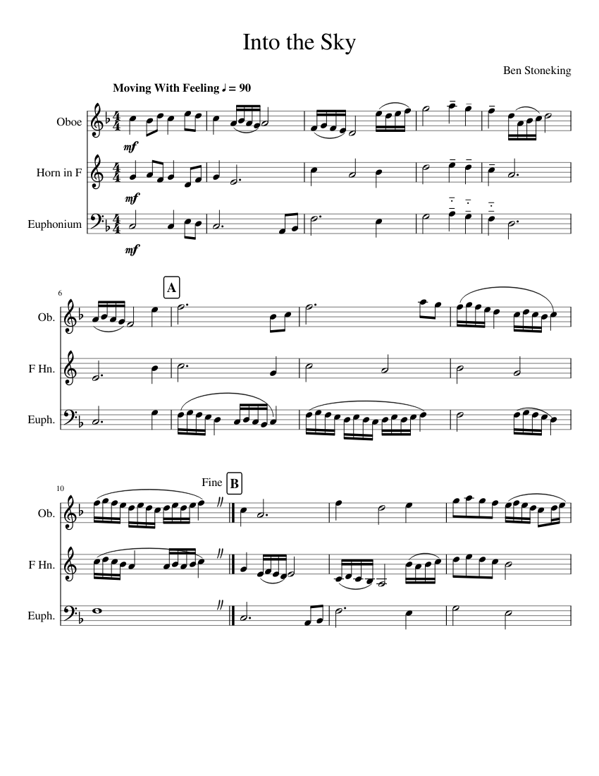 Into the Sky Sheet music for Euphonium, Oboe, French horn (Mixed Trio ...