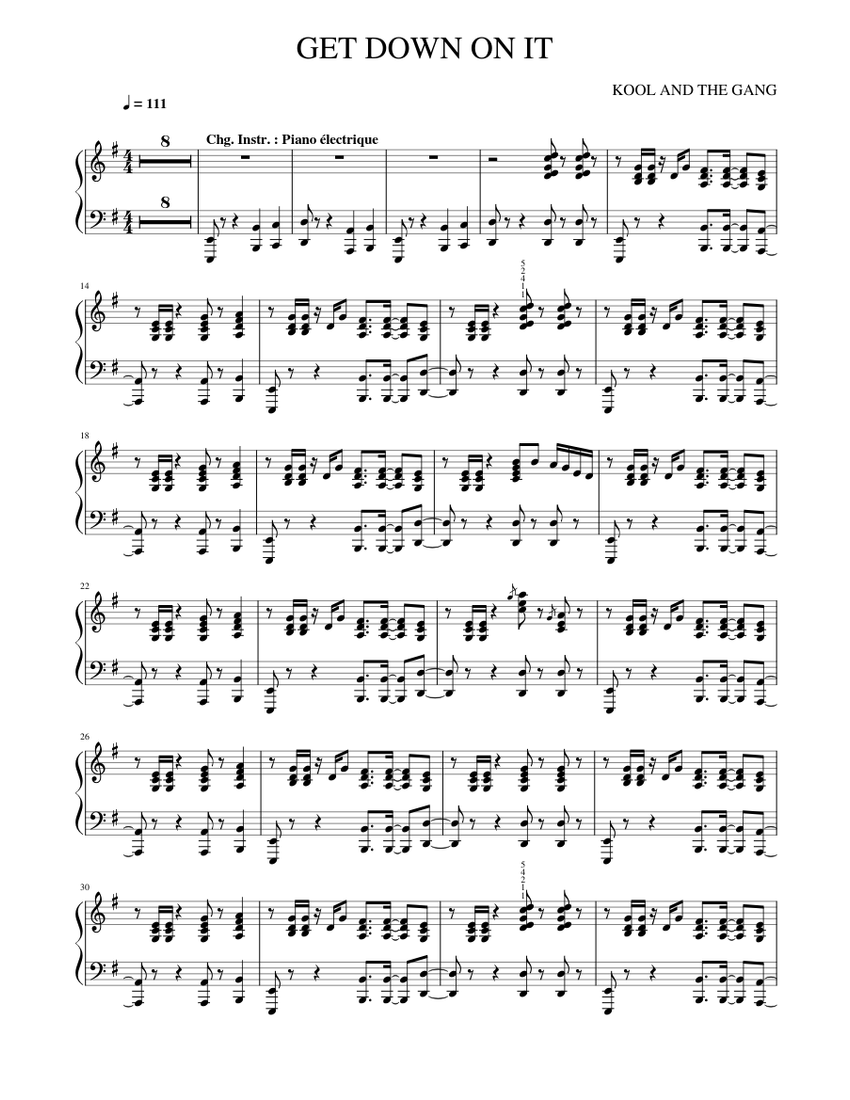 Get down on it Kool & the Gang GET_DOWN_ON_IT Sheet music for Piano